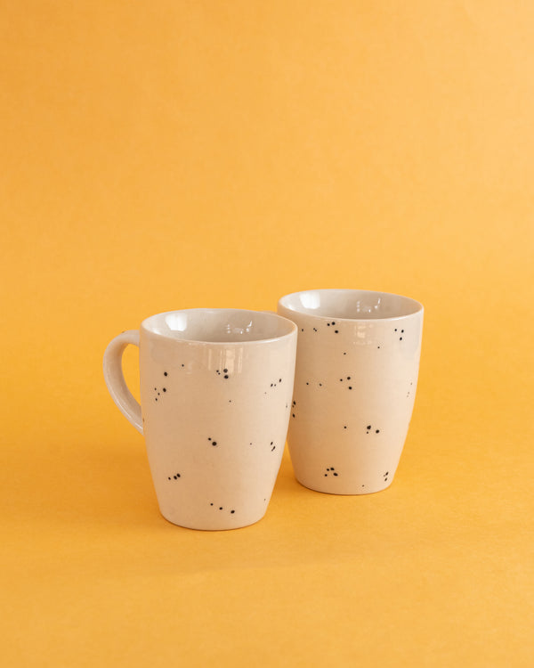 WHITE POLKA MUGS