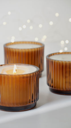 AMBER FLUTED 2 WICK CANDLE