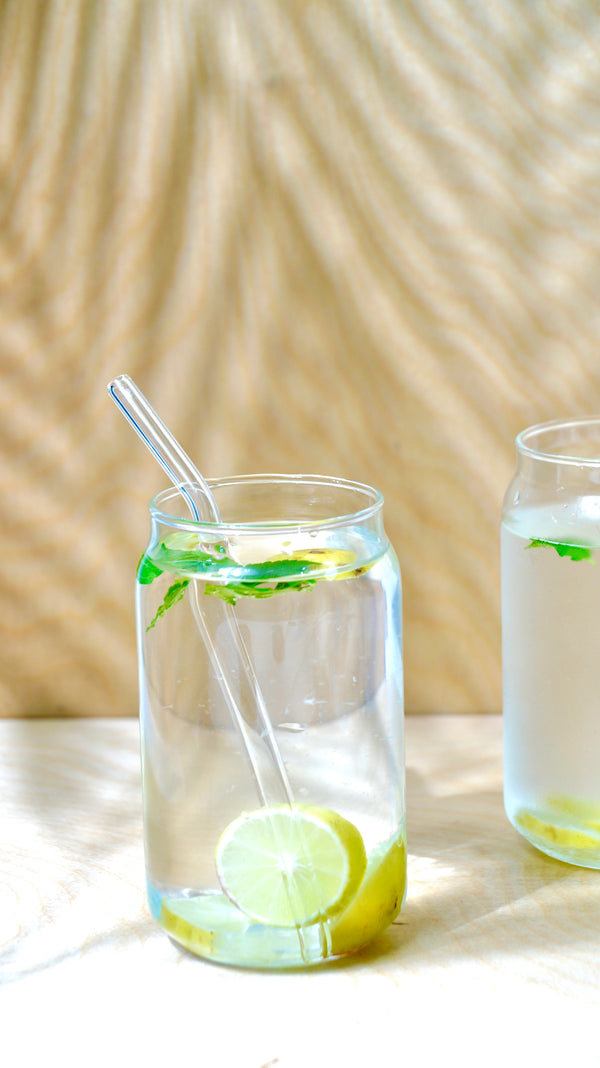 CANNED GLASS WITH STRAW