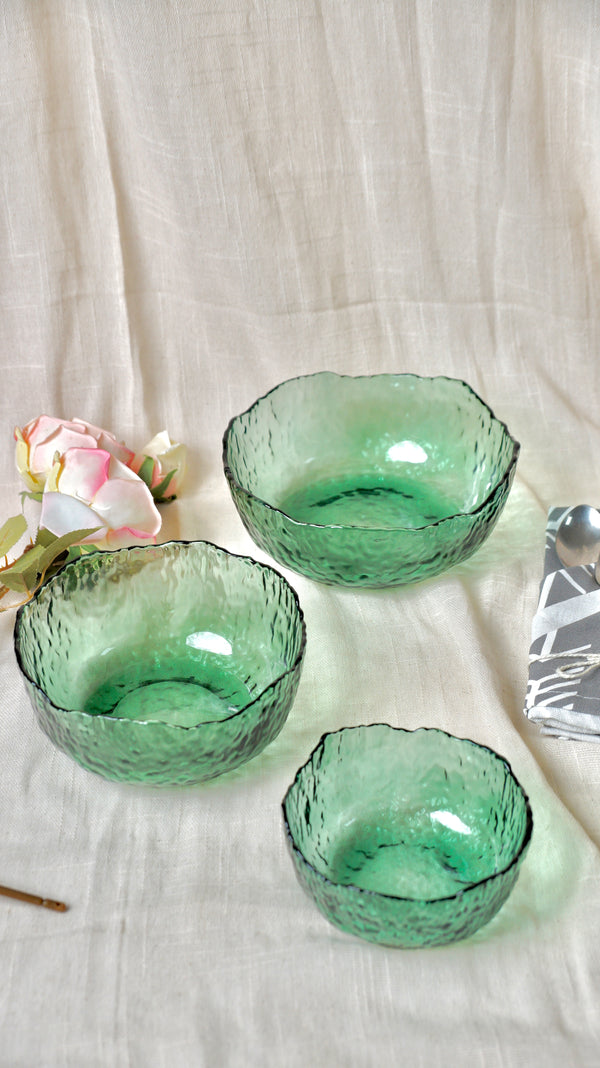 GLASS HAMMERED BOWL (SET OF 3)