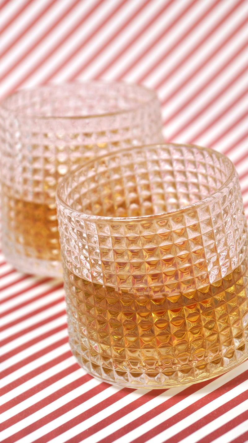 ROLLING CHECKERED WHISKEY GLASS