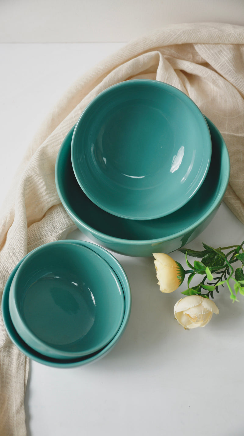 SOLID TURQUOISE BOWL (SET OF 4)