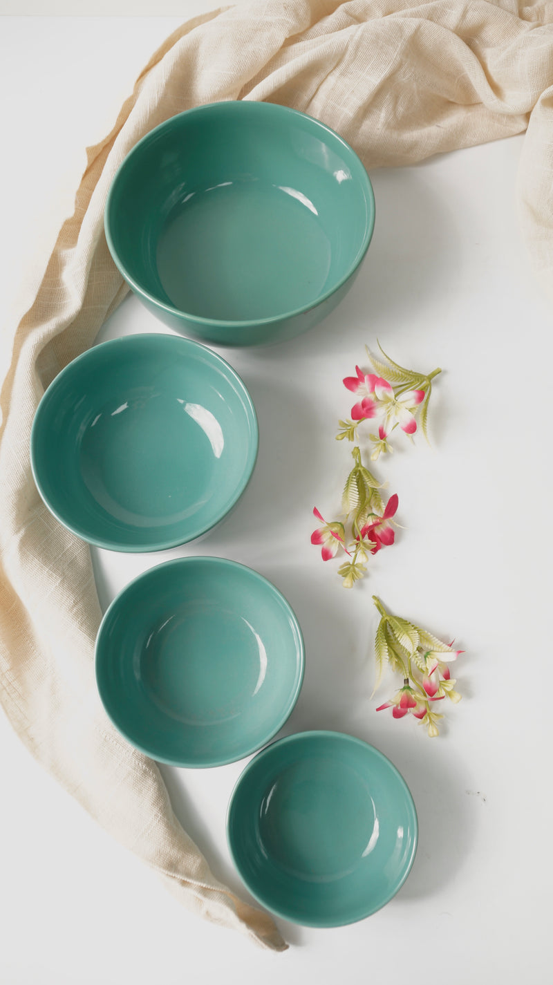 SOLID TURQUOISE BOWL (SET OF 4)