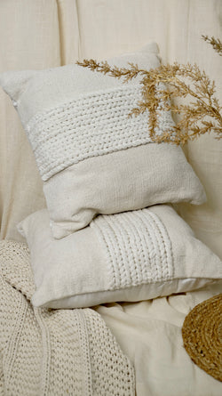 WHITE BRAIDED CUSHIONS